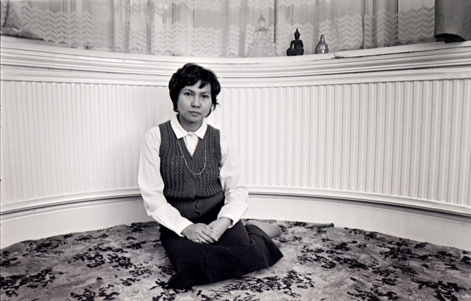 Photograph of Fuengsin Trafford taken at her home in Hagley. [Credit: Phil Loach]